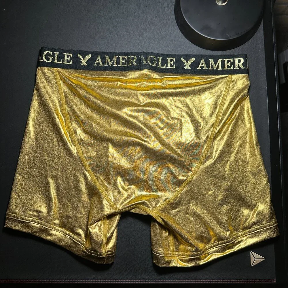 American Eagle Men's Metallic Gold 6" Boxer Brief (Medium) - Picture 6 of 8